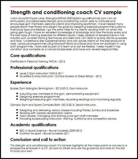Stick to the word limit. Strength and conditioning coach CV sample - MyPerfectCV