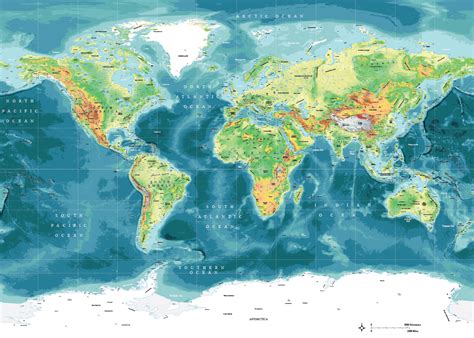 Wereldmap Colour Blind Friendly Political World Map Large £1899