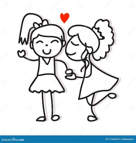 same sex couple lgbt love two women kiss and holding hand hand drawing cartoon character pride
