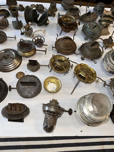 Vintage Lot Brass Oil Lamp Burners Fittings Parts Wicks Ebay