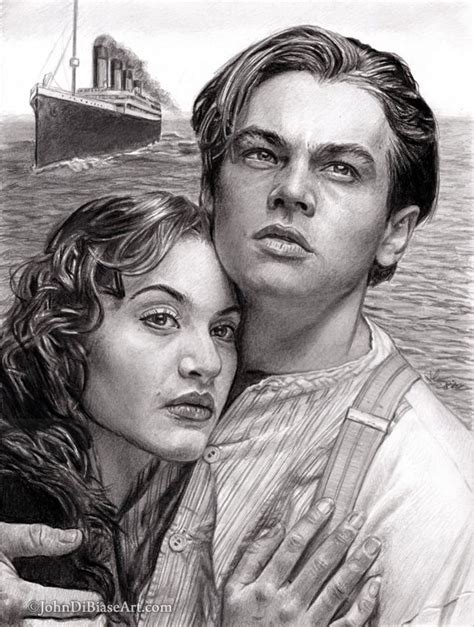 Jack And Rose In Titanic Leonardo Dicaprio Kate Winslet Drawing