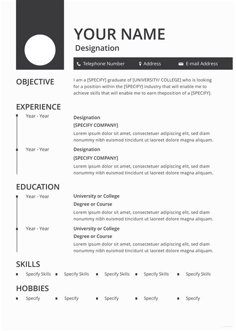 Free Blank Resume And Cv Template In Adobe Photoshop Microsoft Word
