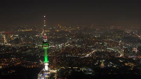 Aerial Korea Seoul April 2017 Tower Stock Footage Video 100 Royalty