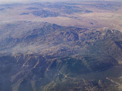 Aerial View Of San Bernardino Mountains And Big Bear Lake View Stock