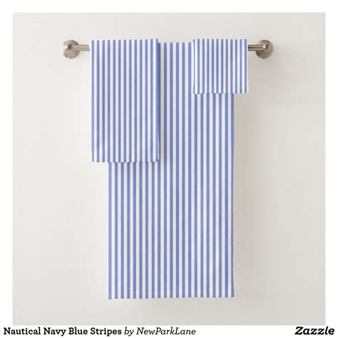 Nautical Navy Blue Stripes Bath Towel Set Striped Bath