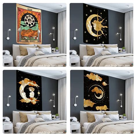 Tapestry Hanging Stars Star Moon Tapestry Moon Star Wall Art Wall Hanging Home Decor