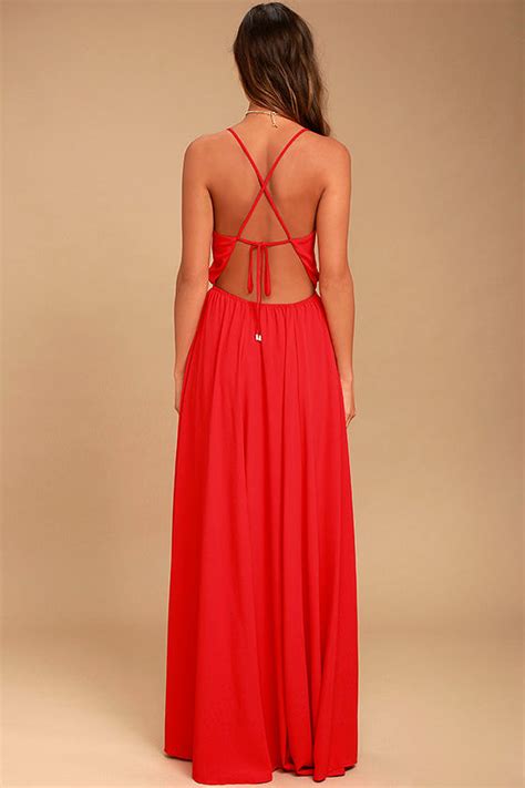 Lovely Red Maxi Dress Backless Maxi Dress Lace Up Maxi 9600