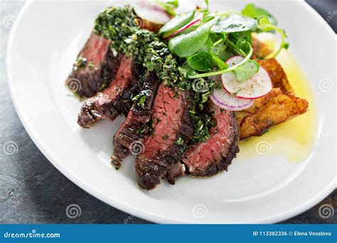 Beef Steak Sliced On A Plate Stock Photo Image Of Board Grilled