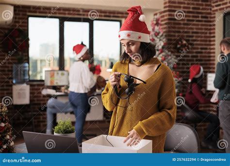 Depressed Woman Getting Fired On Christmas Eve Day Stock Photo Image