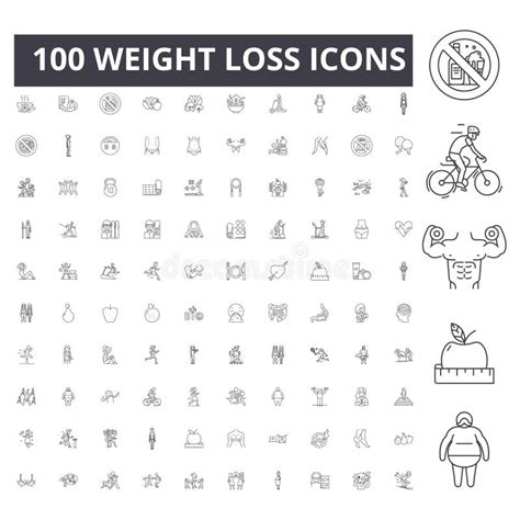 Weight Loss Line Icons Signs Vector Set Outline Illustration Concept