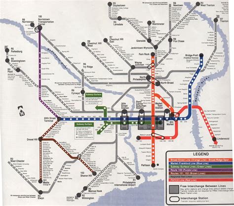1990 Septa Rail Map Philadelphia