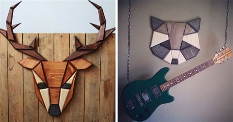 Affordable geometric wood wall art design ideas for your inspiration 02. Artist Makes Wooden Animal Head Trophies Instead Of ...