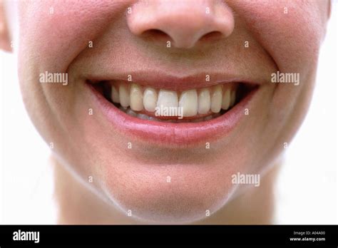 Close Up Of A Womans Smile Stock Photo Alamy