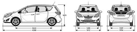 Abmessungen Der Karosserie Von Opel Meriva Tabellen Der Abmessungen