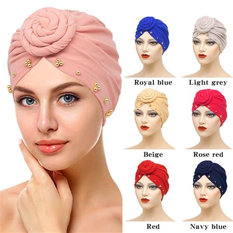Muslim Fashion Hat Womens Inner Hijabs Caps Ladies Head Wrap Cover Beading Turbans Bonnet