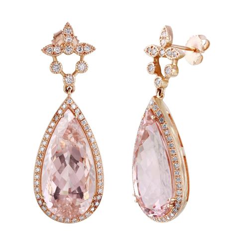 14kt Rose Gold Morganite And Diamond Earrings 924
