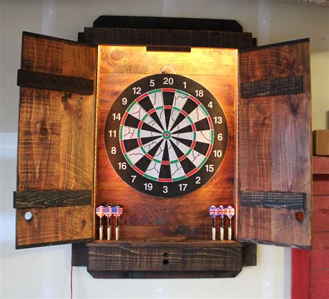 Doors And Side Leds Dart Board Dart Board Cabinet Custom Dart Board