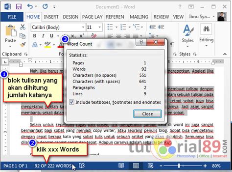 Cara Cepat Menghitung Jumlah Kata Dan Karakter Di Word Video Tutorial