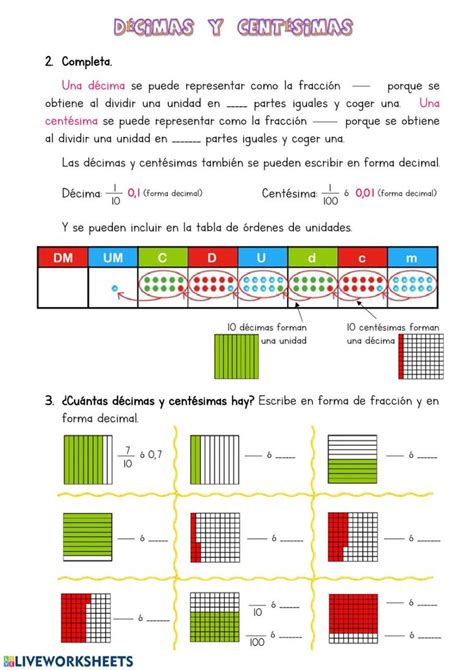 Fracciones Decimales Ficha Interactiva Fracciones Decimales