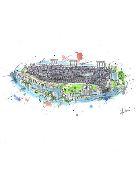 Dodgers Stadium Drawing By Jamal Belhaimar Fine Art America