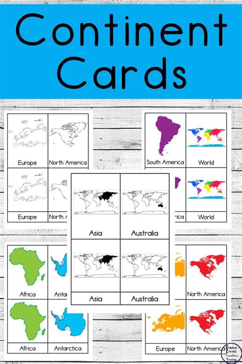 Continents 3 Part Cards Friday Freebie Continents Activities