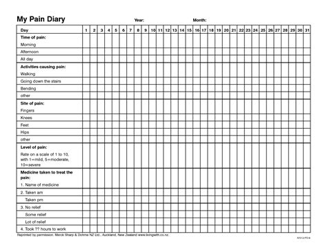 Pain Log Template A7012 Pd 6 My Pain Diary Journal Template