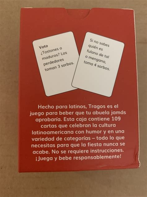 Drinking Card Game Tragos For Latinos Card Fun Family Party Game EN ESPANOL EBay