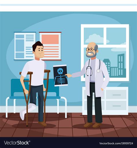 Patient At Doctors Office Cartoon Royalty Free Vector Image