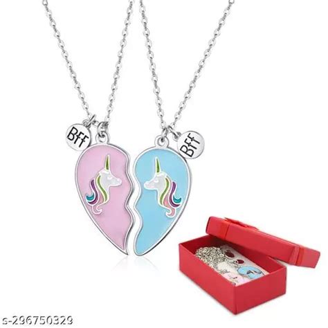 Bff Necklace For 2 Girls Split Heart Best Friend Necklace For Women Girls Alloy Unicorn Sisters