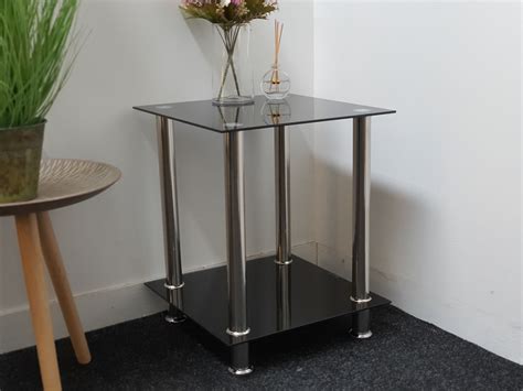 Gary Black Glass Side Table And Instock Furniture And Living