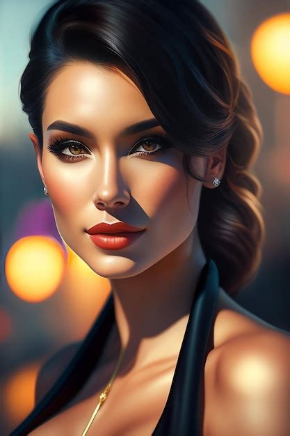 Premium Ai Image A Portrait Of A Woman With Red Lipstick And A Black