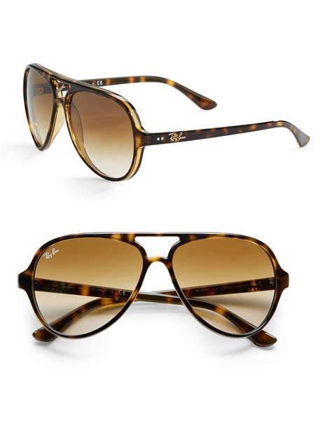 Ray Ban Iconic Cats 5000 Aviator Sunglasses In Brown Lyst