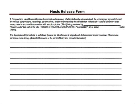 release forms   sample templates