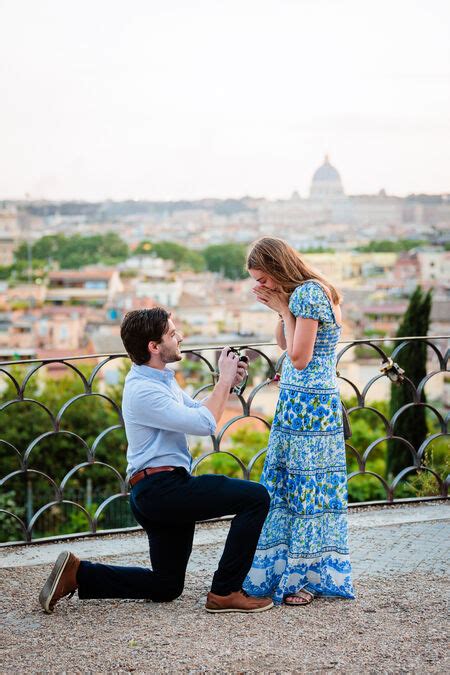 sunset surprise proposal at the pincio belvedere with victoria and zach