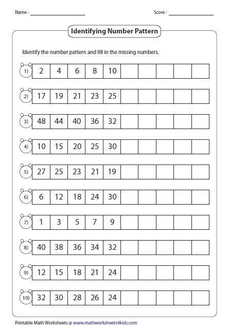 Number Patterns Worksheets Grade 2 Thekidsworksheet