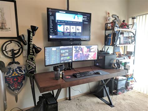 My Current Setup First Post Not Perfect Gaming Desk Setup Diy