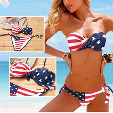 Women Bikini Set Usa Flag Push Up Padded Bra Swimsuit Beachwear Swimwear Cc8005 Ebay