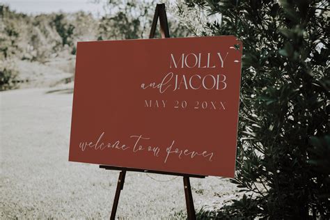 Simple Terracotta Rust Wedding Welcome Board Sign Welcome To Our