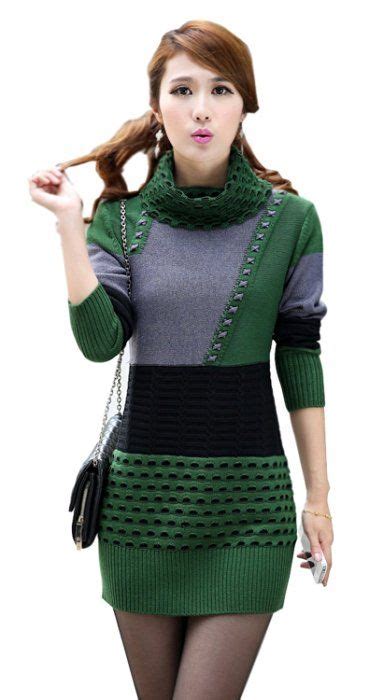 V28 Womens Cowl Neck Colorblocks Knit Long Sleeves Sweater Dress