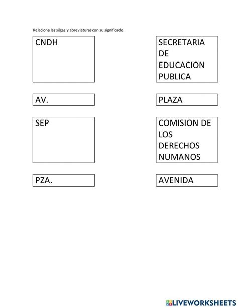 Siglas Y Abreviaturas Online Activity Live Worksheets