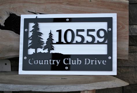 Woodland Name And Address Sign Rustic Address Sign Metal Address Sign