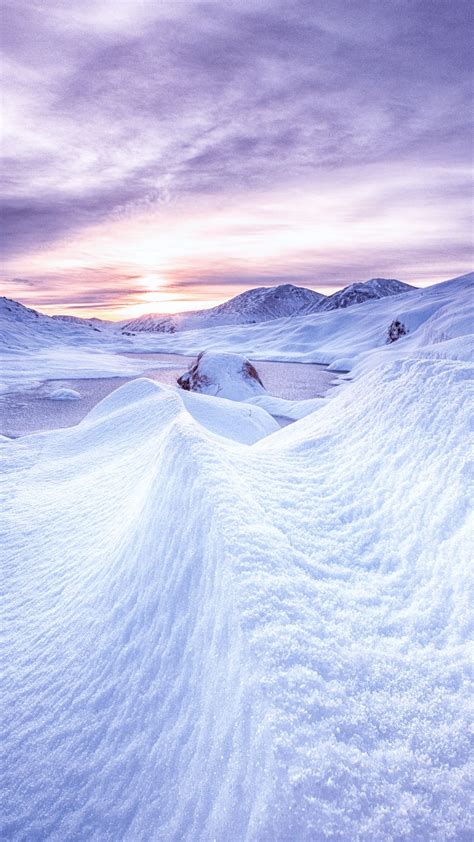 1080x1920 Wallpaper Snow Mountains Dawn Scotland Winter Nature