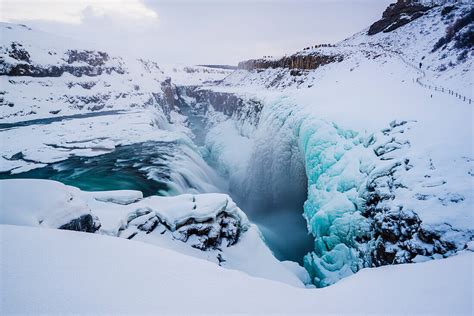 Iceland Europe Frozen Gullfoss Bild Kaufen 71155605 Lookphotos