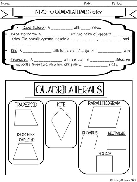 Quadrilaterals Worksheet Answers