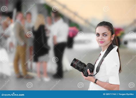 Wedding Photographer In Action Stock Photo Image Of Female Caucasian