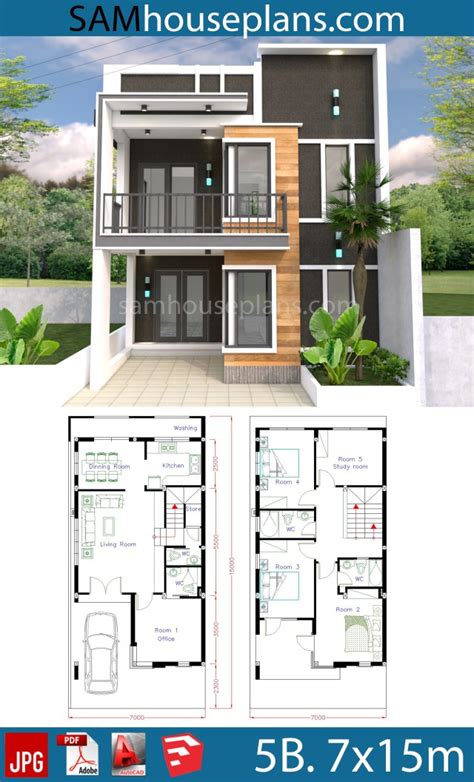 House Plans 7x15m With 4 Bedrooms Sam House Plans