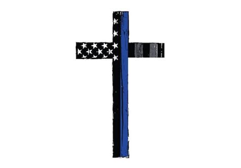 Thin Blue Line Cross Vehicle Decal Vinyl Decal Law
