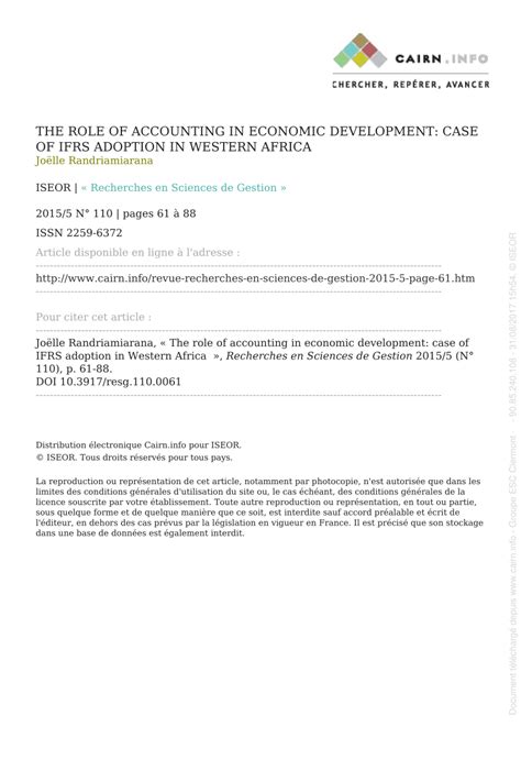 Let's change the world together. (PDF) The role of accounting in economic development: case of IFRS adoption in Western Africa