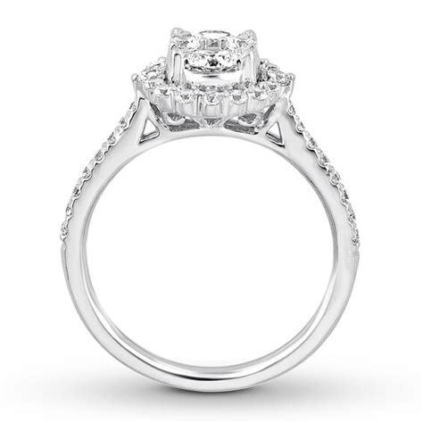Diamond Engagement Ring 1 Ct Tw Round 14k White Gold Halo