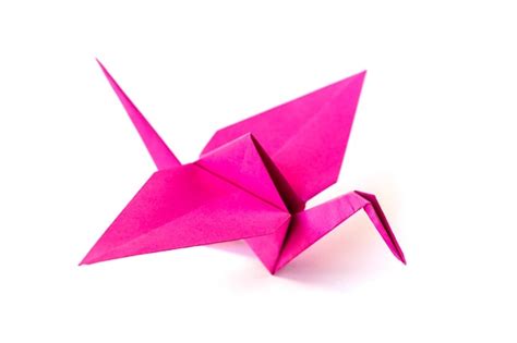 Premium Photo Pink Paper Crane Origami Isolated On A White Background